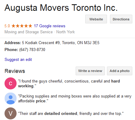 Augusta Moving Toronto – Location