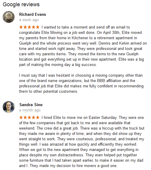 Elite Moving Services – Moving reviews