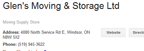 Glen’s Moving and Storage – Location