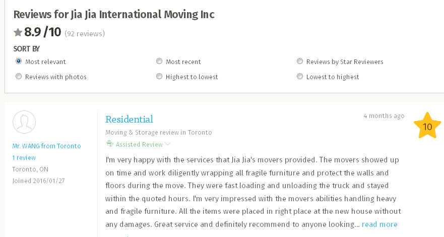 Jia Jia International Moving – Moving review