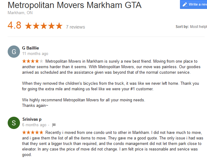 Metropolitan Movers – Moving reviews