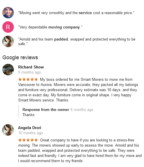 Smart Movers – Moving reviews