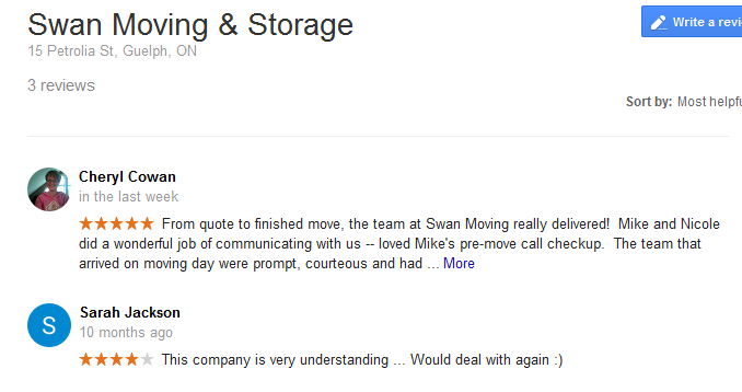 Swan Moving and Storage – Moving reviews