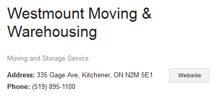 Westmount Moving and Warehousing – Location