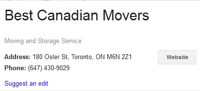 Best Canadian Movers - Location