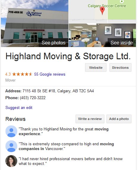 Highland Moving and Storage – Location
