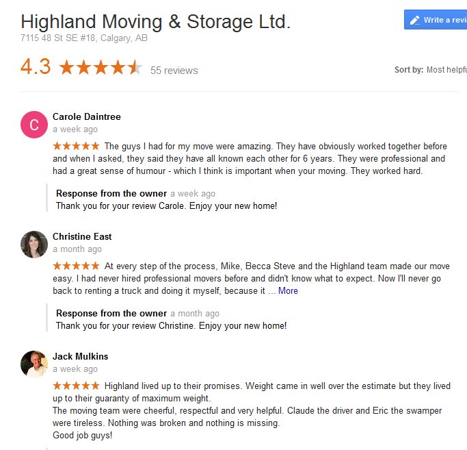 Highland Moving and Storage – Moving reviews