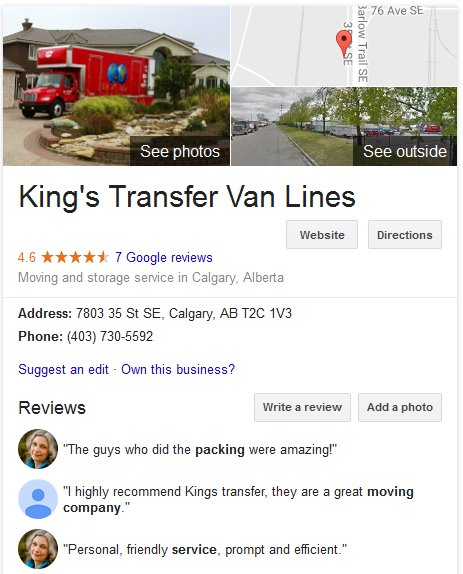 King’s Transfer Van Lines – Location