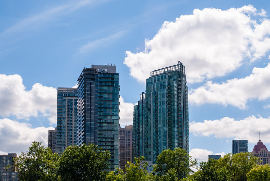 Modern Mississauga skyscrapers fill the city’s skyline as it develops rapidly