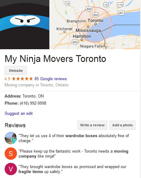 My Ninja Movers - Location and reviews
