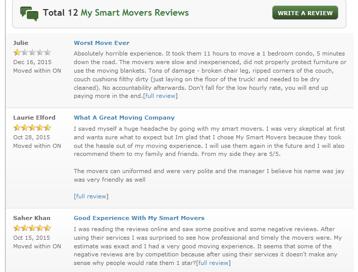 My Smart Movers – Moving reviews
