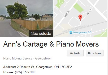 Ann’s Cartage and Piano Movers – Location
