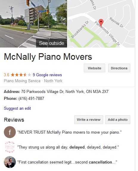 McNally Piano Movers – Location and reviews