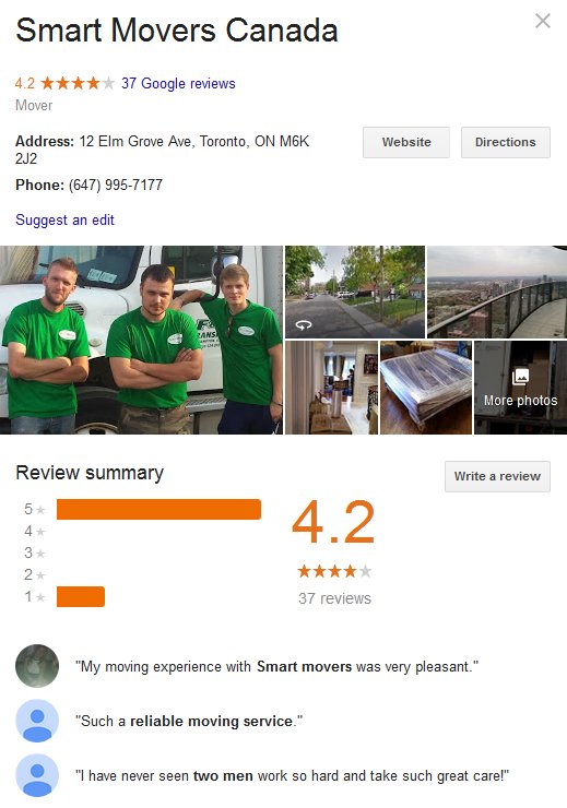 Smart Movers Canada – Location and reviews