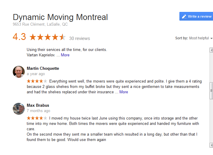 Dynamic Moving – Google reviews