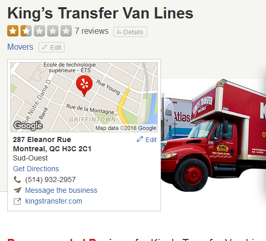 King’s Transfer Van Lines - Location
