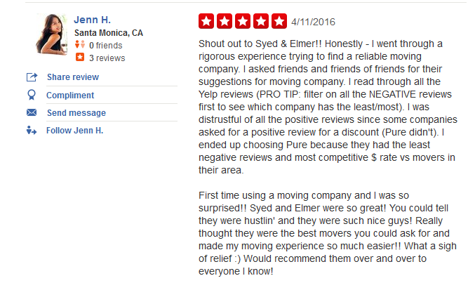 Pure Moving Company – Customer review