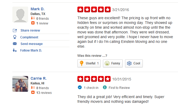 Einstein Moving Company – Moving reviews