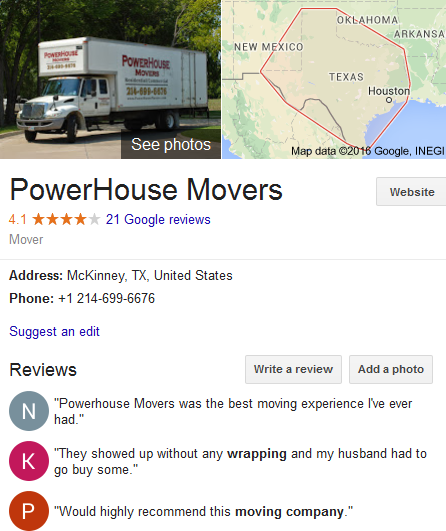 Powerhouse Movers – Movers’ location