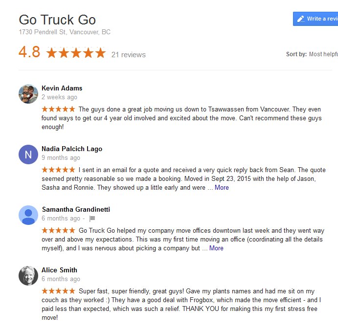 Go Truck Go – Moving reviews