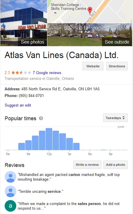 Atlas Van Lines – Location and reviews