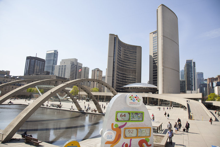 The 2015 Pan Am/ Parapan Am games was held in Toronto – busy downtown scene