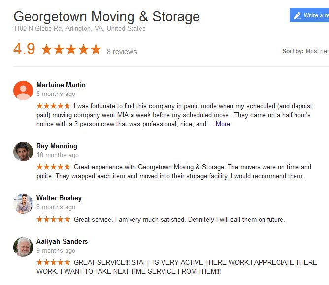 Georgetown Moving and Storage – Moving reviews