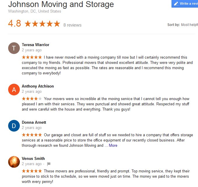 Johnson Moving and Storage – Moving reviews
