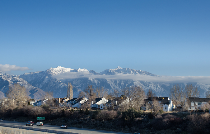 Neighborhoods in Salt Lake City – mountains covered in snow