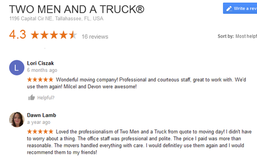 Two Men and a Truck – Moving reviews
