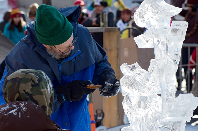 Winter Carnival – Ice sculpting is one of the many ways residents enjoy the winter cold