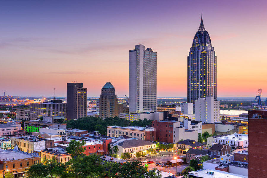 City Skyline of Mobile, Alabama – popular long distance moving destination